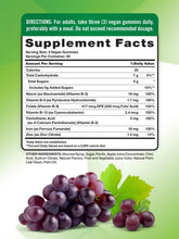 Grape-flavored vegan iron gummies close-up